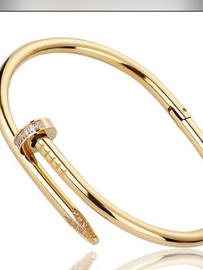 18K Gold Plated Elegant Gold Bangle Bracelet Diamond Nail
